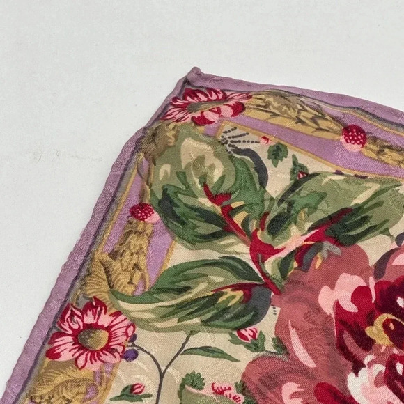 Liz Claiborne 100% Silk Scarf Vintage Square Abstract Floral Cream Red Japan - Picture 4 of 7